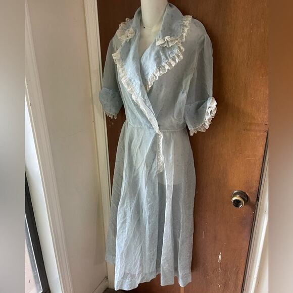 Vintage Dresses & Skirts - 50s Bridgerton blue midi dress
